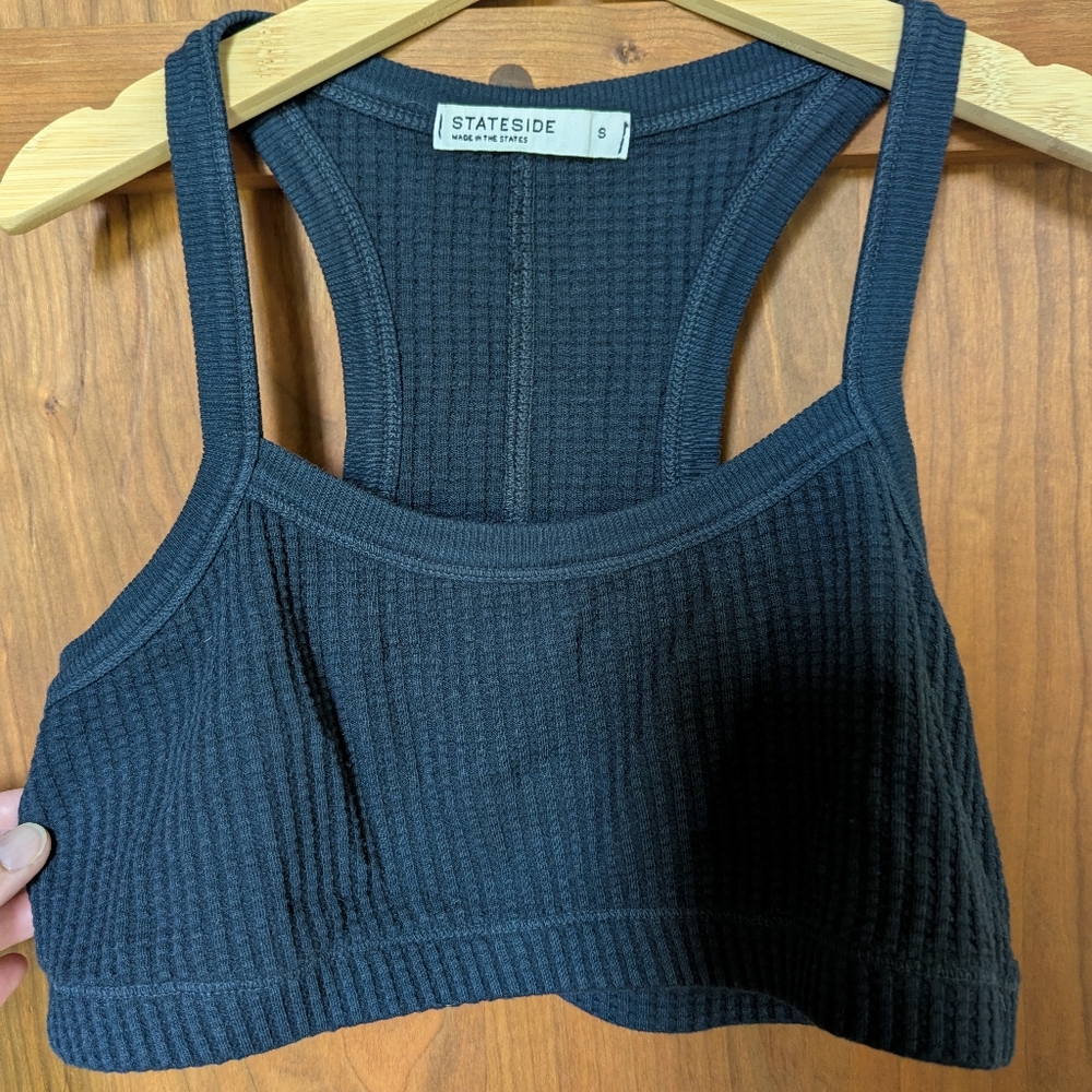 Stateside Navy Waffle Bra